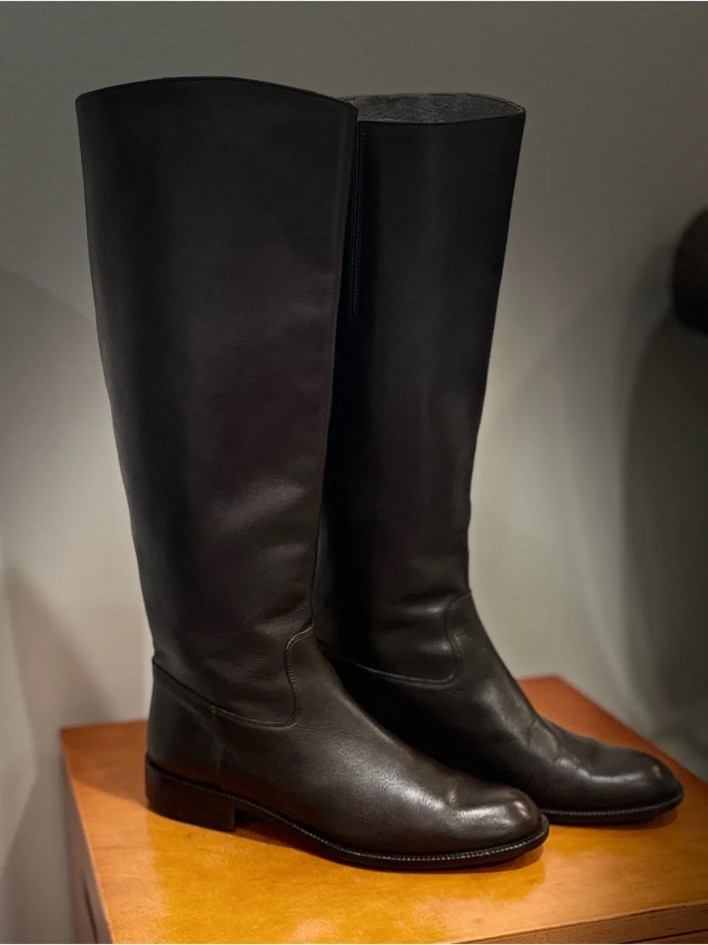 Prada Style Cappuccino Brown Riding Boots Size 9.5 Wide Calf